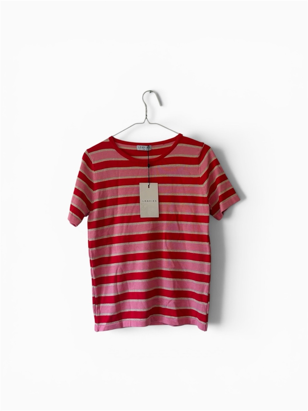 Pink and Red Striped Short Sleeve Tee